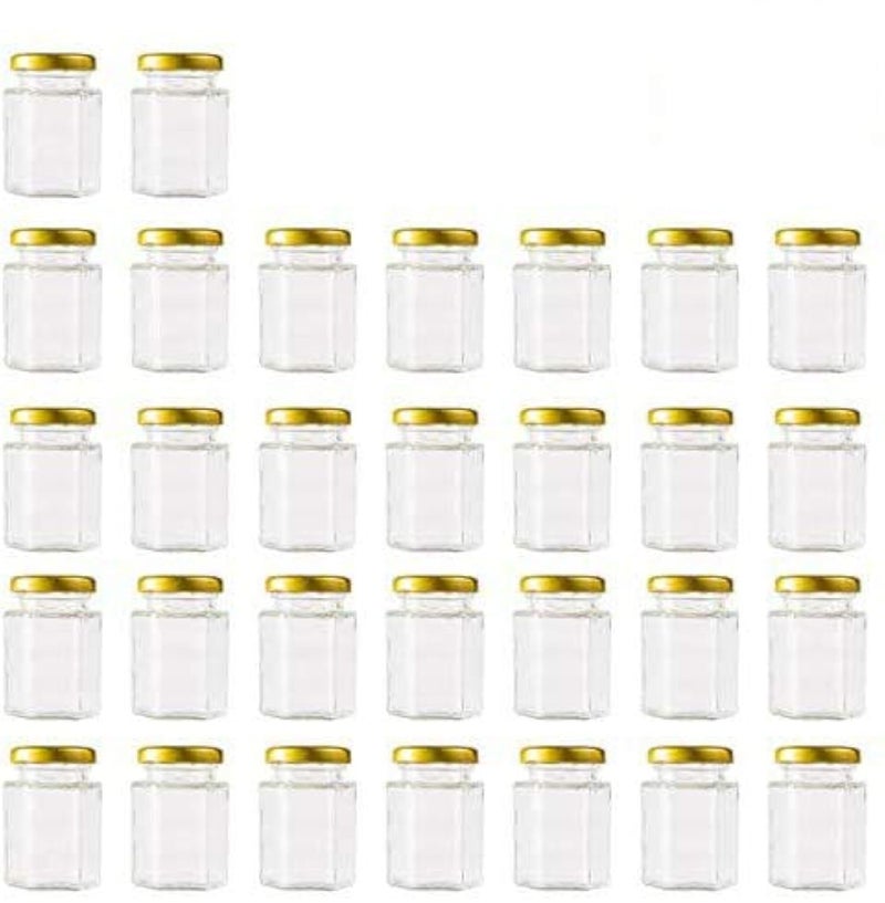 Encheng 4 oz Clear Hexagon Jars,Small Glass Honey Jars With Lids(Golden),Mason Jars For Herb,Foods,Jams,Liquid, Spice Jars For Storage 30 Pack - Image 1